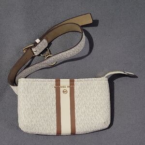 Michael Kors White and Brown Crossbody Bag